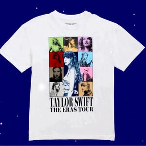 NWT Taylor Swift The Eras Tour Concert White Short Sleeve T-Shirt Unisex